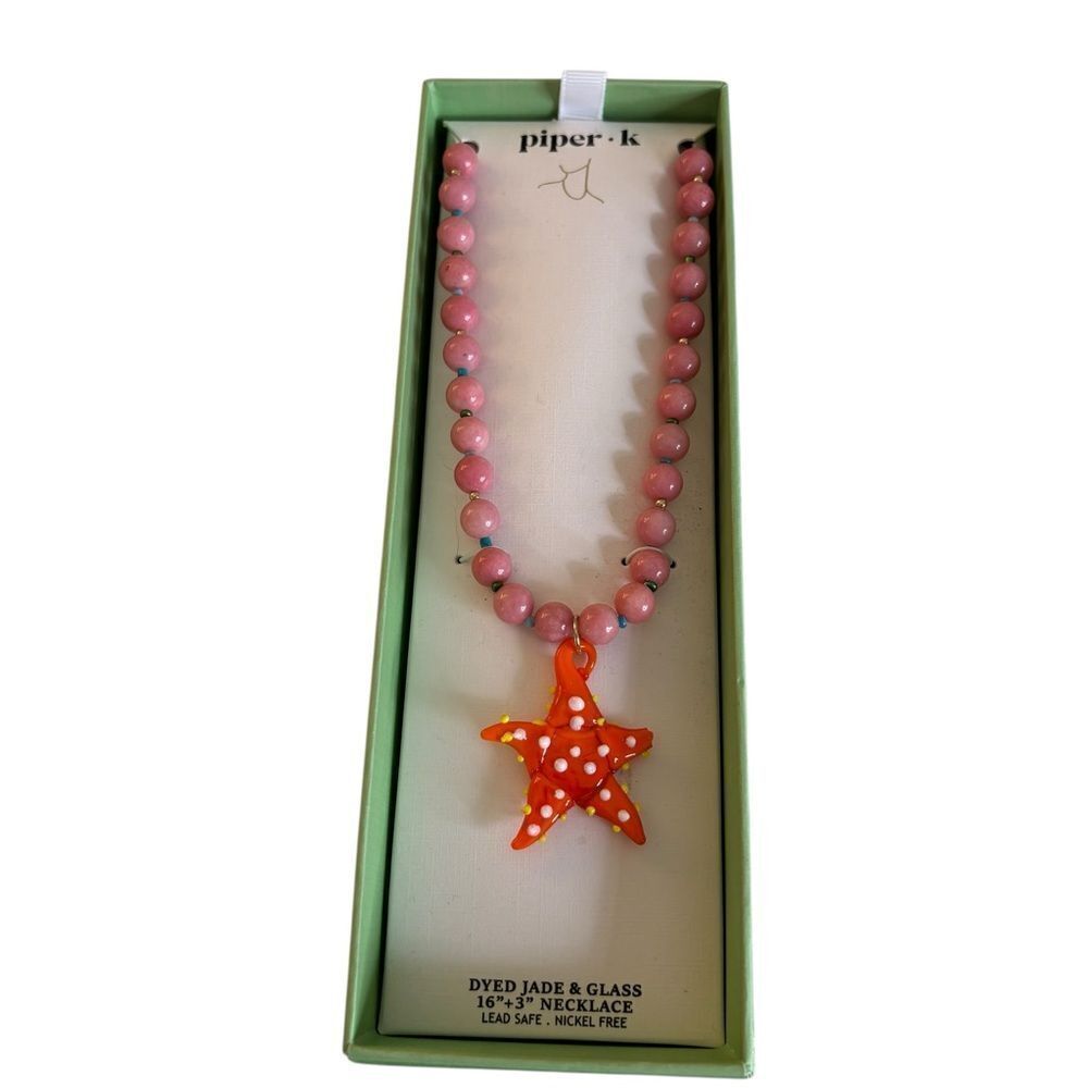 Piper K Dyed Jade & Glass Beaded Pendant Necklace.